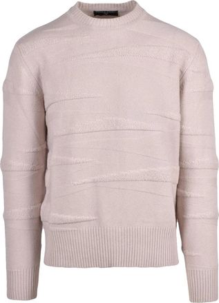 Daniele Fiesoli Crewneck Sweater With Textured Pattern In Extrafine Merino Wool And Cashmere Blend