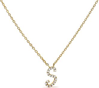 House of Brilliance 10K Gold Diamond Accent A-Z Initial Script Style Pendant Necklace