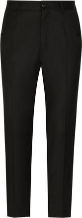 Dolce & Gabbana logo-trim tailored trousers - men - Spandex/Elastane/Virgin Wool - 56 - Black