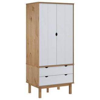 Berkfield Home Wardrobe OTTA Brown & White 76.5x53x172 cm Solid Wood Pine