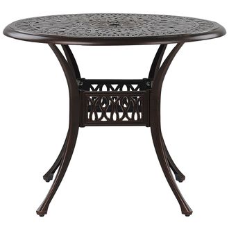 Beliani Beliani - Mesa De Comedor De Jard&iacute;n Marr&oacute;n De Aluminio Redonda &Oslash; 90 Cm Estilo Vintage Ancona