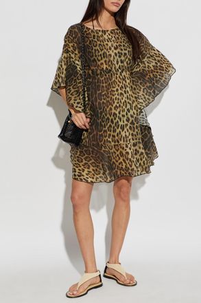 Moschino Beach Dress With Animal Print, Womens, Brown