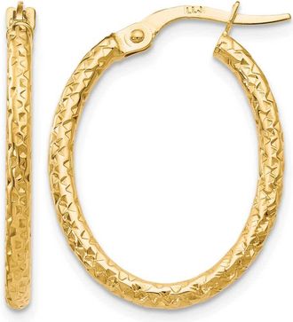 Diamond2Deal 10K Yellow Gold Oval Shape Hoop Earrings