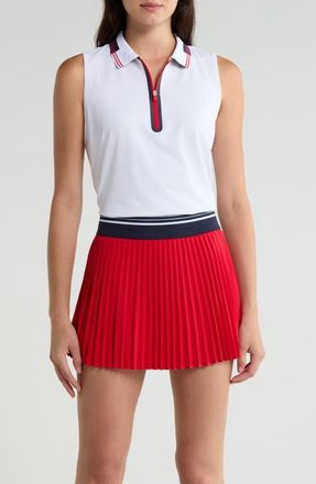 G/Fore Sleeveless Quarter Zip Polo in Snow/Lava at Nordstrom, Size X-Large