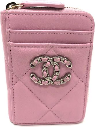 Chanel Pink Leather Coin Purse/Coin Case (Pre-Owned)