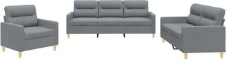 vidaXL Vidaxl - Juego De Sof&aacute;s Con Cojines 3 Piezas Tela Gris Claro