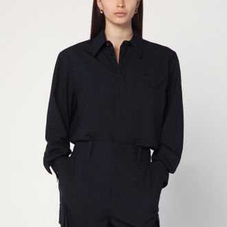Bottega Veneta Camicia in twill di lana blu notte