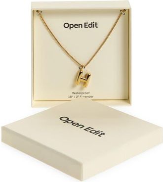 Open Edit Waterproof Bubble Initial Pendant Necklace in H- Gold at Nordstrom