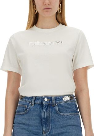 Paco Rabanne Logo-Embroidered Cotton T-Shirt - White