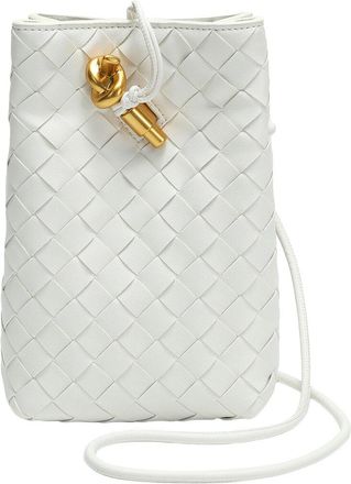 Tiffany & Fred Handwoven Leather Mini Bucket Crossbody