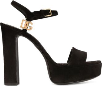 Dolce & Gabbana Black Suede Platform Heeled Sandals