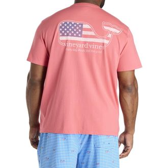 Vineyard Vines Big & Tall Flag Whale Pocket T-Shirt in Lobster Reef at Nordstrom, Size 2X Big