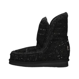 Mou Schoenen, Dames, Zwart, 40 EU, Tweed, Zwarte Inner Wedge Tweed Enkellaarsjes