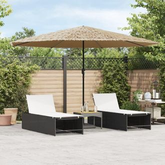 Berkfield Home Garden Parasol with Steel Pole Brown 388x388x248 cm | Size: 388 x 388 x 248 cm