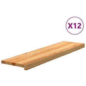 vidaXL Vidaxl - Pelda&ntilde;os De Escalera 12 Uds Madera Maciza Roble Marr&oacute;n Claro