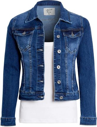 SS7 Womens Fitted Denim Jackets Mid Blue