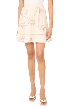 Vince Camuto Embroidered Tie Waist Miniskirt in New Ivory at Nordstrom, Size Xx-Small