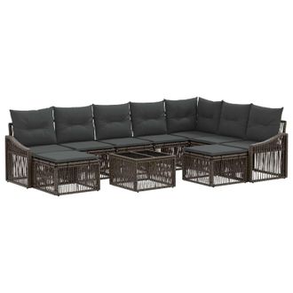 vidaXL Conjunto De Sof&aacute;s De Jard&iacute;n 10 Pcs Gris Rat&aacute;n Sint&eacute;tico Vidaxl