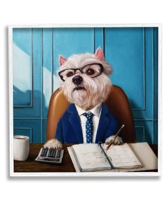 Stupell Industries Office Worker Terrier Dog Framed Giclee Wall Art By Lucia Heffernan