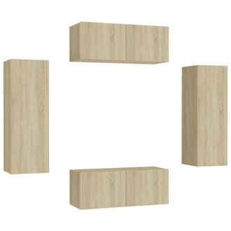 vidaXL Vidaxl - Set De Muebles Sal&oacute;n Tv 4 Pzas Madera Ingenier&iacute;a Roble Sonoma