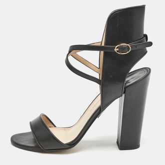 PAUL ANDREW Black Leather Lexington 105 Ankle Strap Sandals
