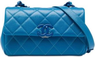 Chanel Pre-owned Vintage Crossbody Bag - Dames - Vintage Schoudertas - Blauw - ONE Size - Leer - Vintage