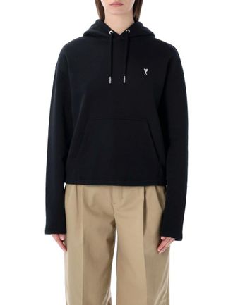 Ami Black Solid Hood Sweatshirt