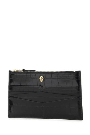 Alexander McQueen Womens Black Leather Pouch Beauty Case Accessory