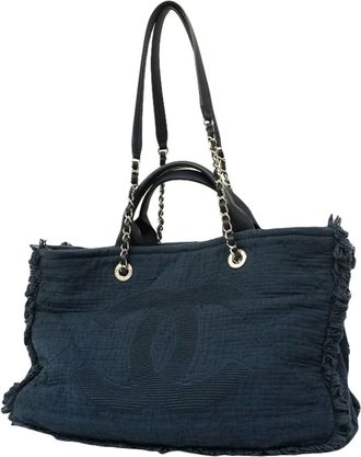 Chanel Navy Cotton Tote Bag (Pre-Owned)