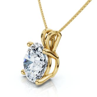 Pompeii3 Certified 3Ct Solitaire Round Diamond Pendant 14k Gold Necklace Lab Grown 18
