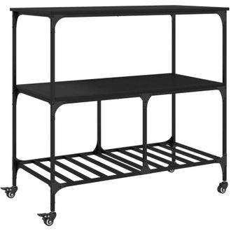 vidaXL Vidaxl - Carrito De Cocina Madera De Ingenier&iacute;a Negro 100x50x95 Cm