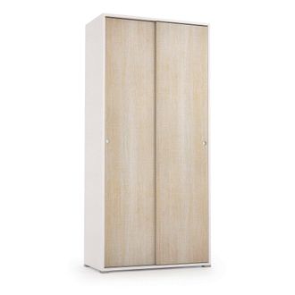 Dmora Armario Dalia, Armario Con 2 Puertas Correderas Y 4 Baldas, Muebles De Dormitorio Multiusos Modernos, 100% Made In Italy, Cm 90x45h195, Roble Y Blanco