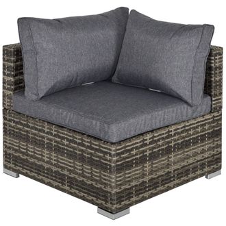 OUTSUNNY Rattan Corner Sofa Garden Rattan Furniture Single Sofa Chair Dark Grey | TJ Hughes