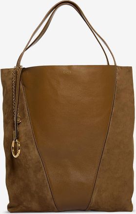 Chlo&eacute; Rechteckiger Shopper aus genarbtem Leder Spin