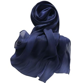 Lina & Lily Sheen Shimmer Womens Crepe Scarf Shawl Wrap Head Hijab Lightweight (Navy Blue)