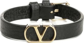 Valentino Garavani Bracciale VLogo in pelle - Nero