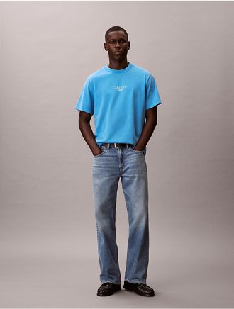 Calvin Klein Jeans Calvin Klein Mens Acid Wash Logo Graphic Classic T-Shirt - Blue - 2XL