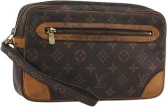 Louis Vuitton Tweedehands Canvas Louis Vuitton tassen - Dames - Vintage Clutch - Bruin - ONE Size - Vintage