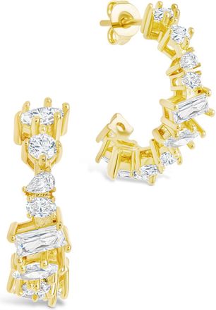 Sterling Forever Keziah Geo Cut CZ Hoops