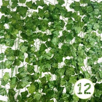 OEM Plantas Artificiales, Juego De 12 Guirnaldas De Hiedra, Guirnaldas Decorativas Colgantes De 2,2 Metros De Largo, Longitud Total: 26,4 Metros