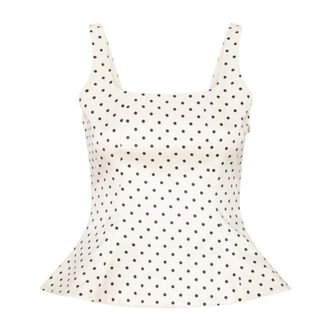 Rotate ROTATE Birger Christensen, Sleeveless Tops, female, White, Size: XS Polka Dot Sleeveless Top