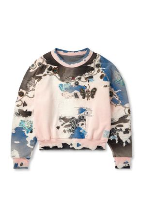 Proleta Re Art Embellished Embroidered Printed Cotton-Jersey Sweatshirt
