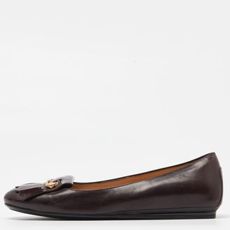 Tod's Tods Burgundy Leather Fringe Detail Ballet Flats