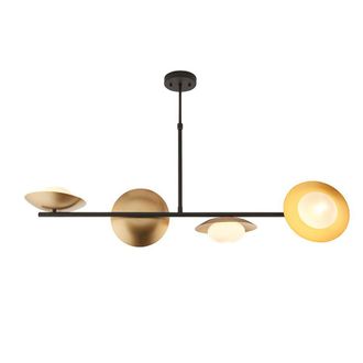 Loops Dark Bronze & Gold Metal Ceiling Pendant Light - 4 Bulb Hanging Lamp Fitting