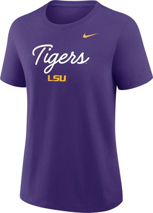 Nike LSU Script Mantra Logo Nike Womens College T-Shirt in Purple | 01K951LLSN-VVT