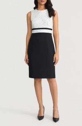 Kasper Two Tone Sheath Dress in Lily White/Black at Nordstrom, Size 14P