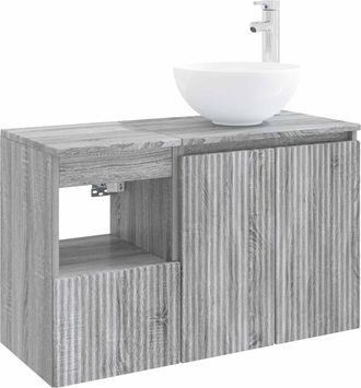 vidaXL Juego De Muebles De Ba&ntilde;o 2 Uds. Sonoma Gris Vidaxl
