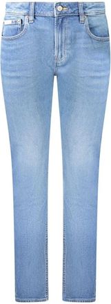 Calvin Klein Jeans, Dames, Blauw, W28, Katoen, Blauwe Katoenen Slim Jeans met Gewassen Effect