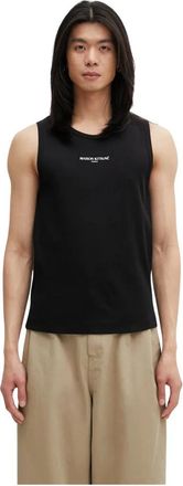 Maison Kitsun&eacute; Paris Ribbed Tank Top - Heren - Tops zonder mouwen - Zwart - XL - Katoen - Tops