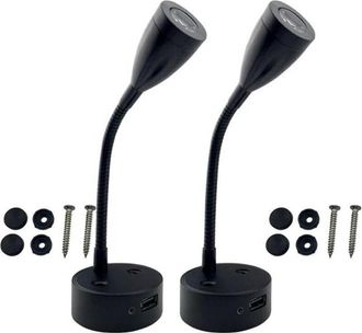 OEM Juego De 2 Luces De Lectura Para Caravanas De 12 V Con Puerto Usb: 3 Opciones De Temperatura De Color, Atenuaci&oacute;n T&aacute;ctil Continua - Brazo Flexible De 